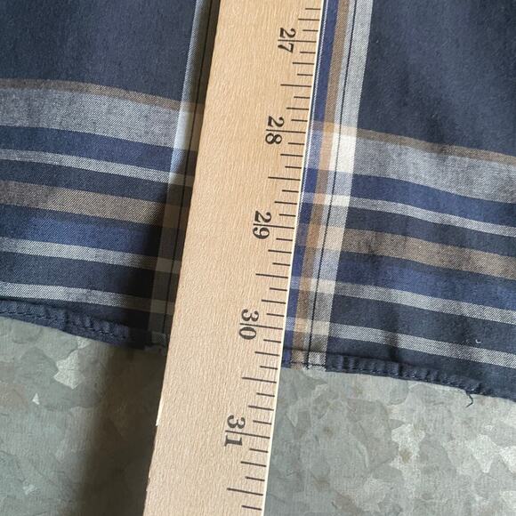 Plains Western Wear Pearl Snap Button Shirt Mens Medium Blue Plaid Vintage 90s - Picture 7 of 7